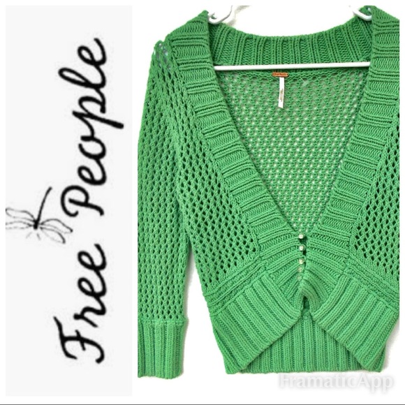 Free People Sweaters - 😍Free people green button cardigan crochet, large